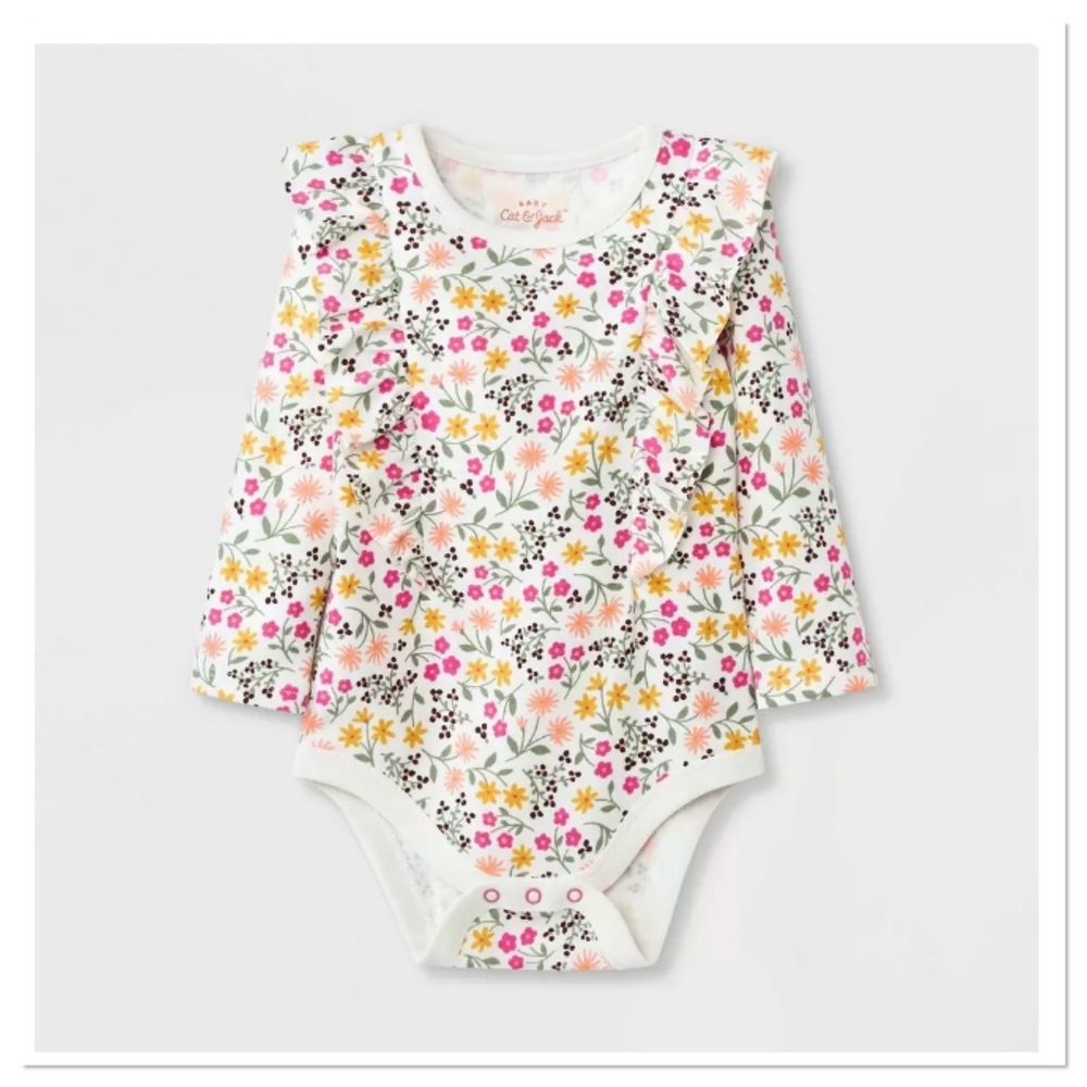 Baby Girls Floral Ruffle Long Sleeve Bodysuit Cat & Jack